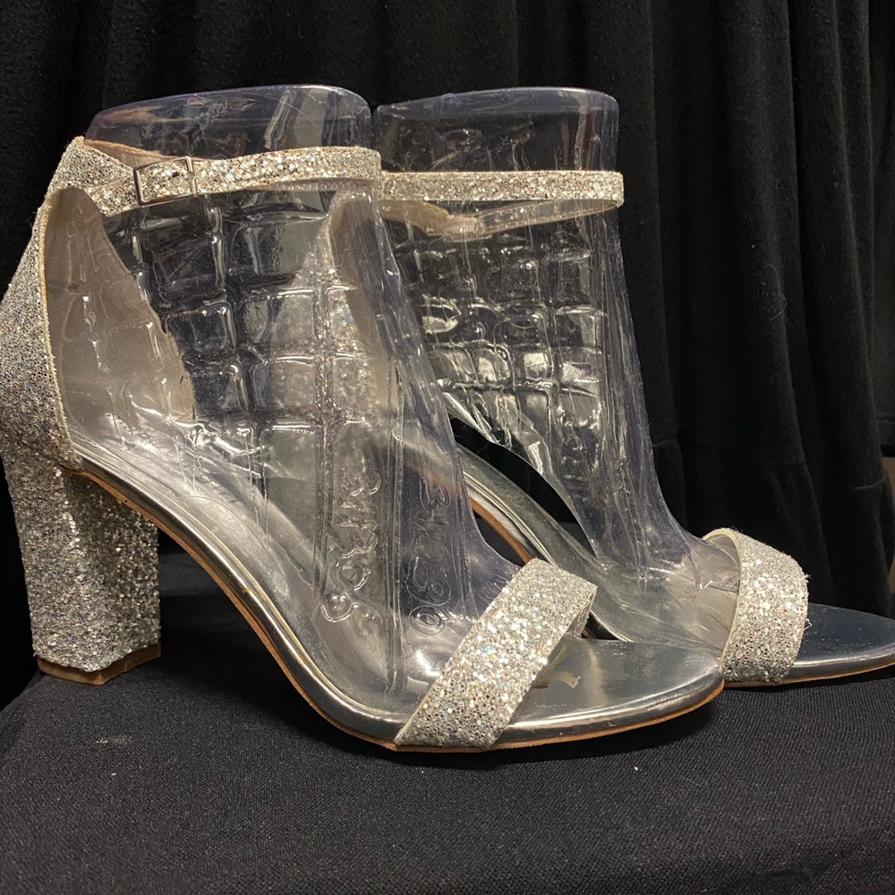 Madden Girl Silver Glitter High Heel